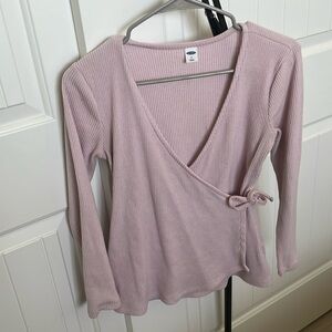 Baby Pink Wrap Top Long Sleeve